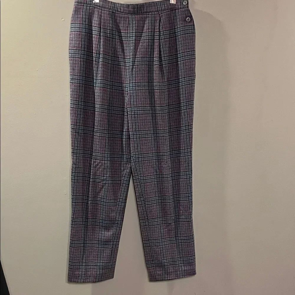 Women's Classic Wool Blend Plaid Trousers